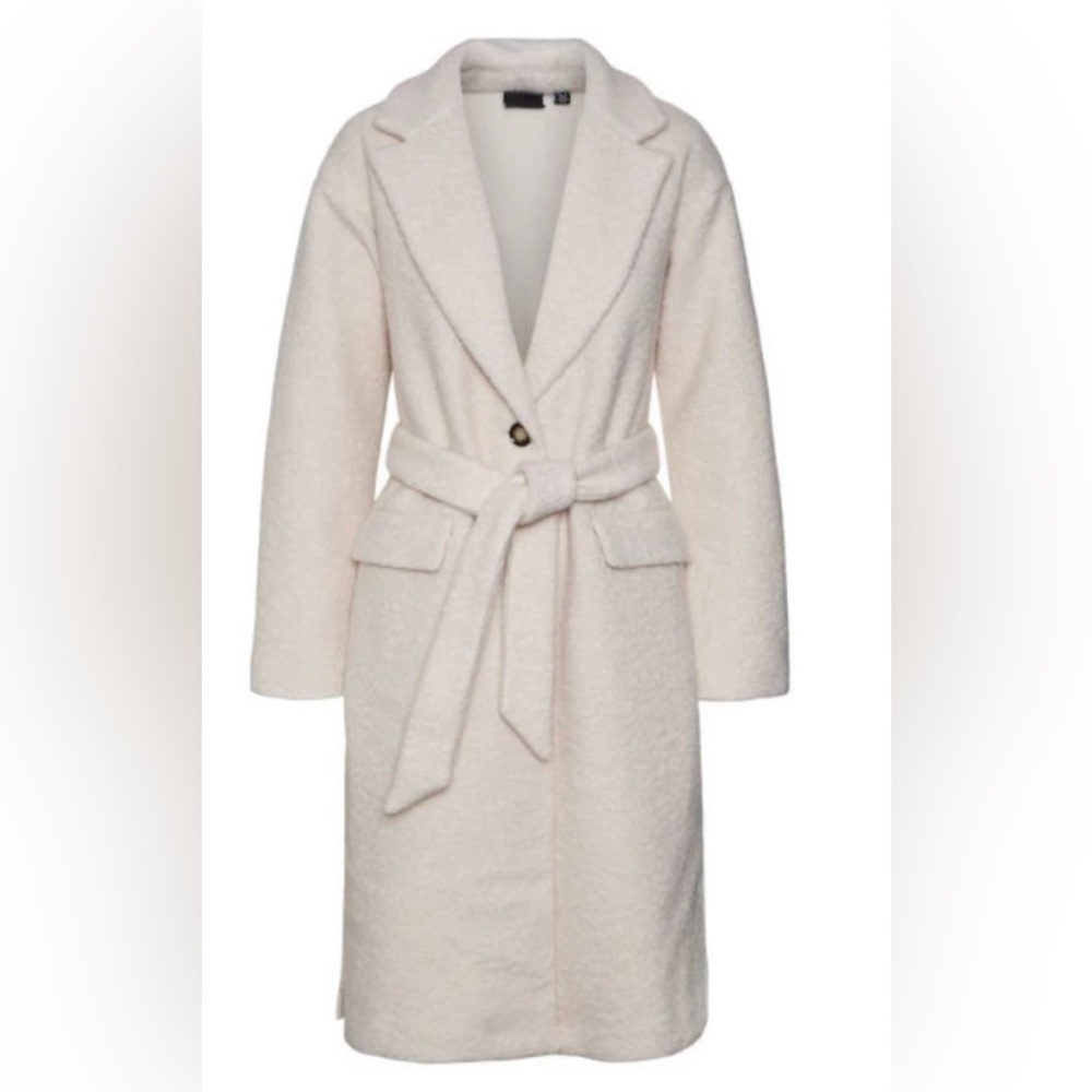 VERO MODA CURVE Garbo Belted Long Coat in Oatmeal Nordstrom Size 18 NWT